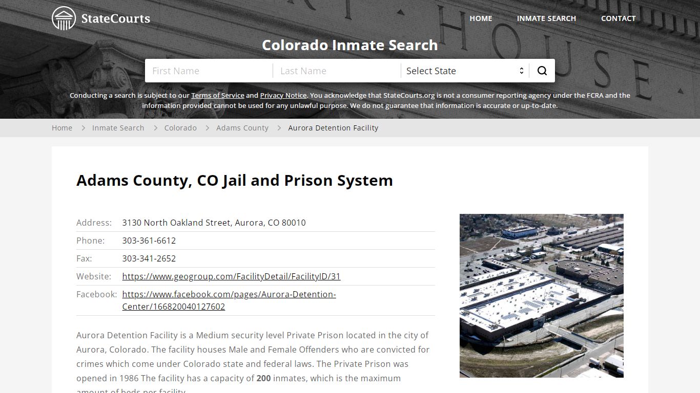 Aurora Detention Facility Inmate Records Search, Colorado - StateCourts