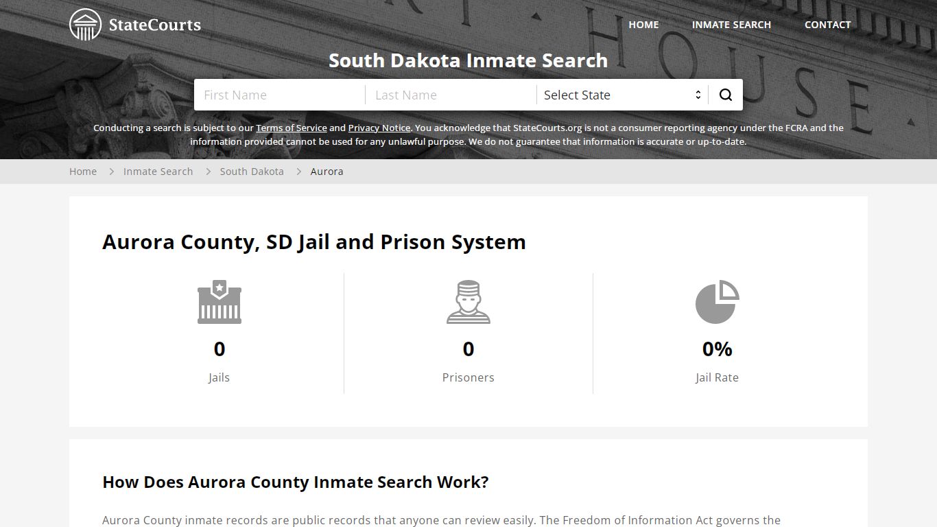 Aurora County, SD Inmate Search - StateCourts