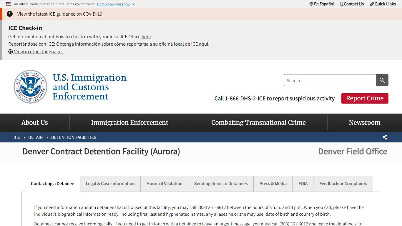 Denver Contract Detention Facility (Aurora) | ICE